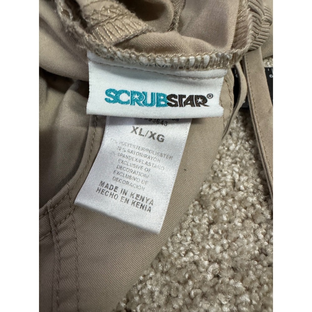 Scrubstar Tan Khaki Cargo Scrub Pants XL Drawstring Elastic Waist Pockets - Picture 6 of 7